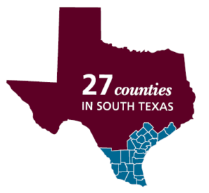 27 Healthy South Texas counties map